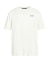 Ea7 Man T-shirt Ivory Size Xxl Viscose, Polyamide, Elastane In White