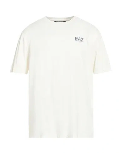 Ea7 Man T-shirt Ivory Size Xxl Viscose, Polyamide, Elastane In White