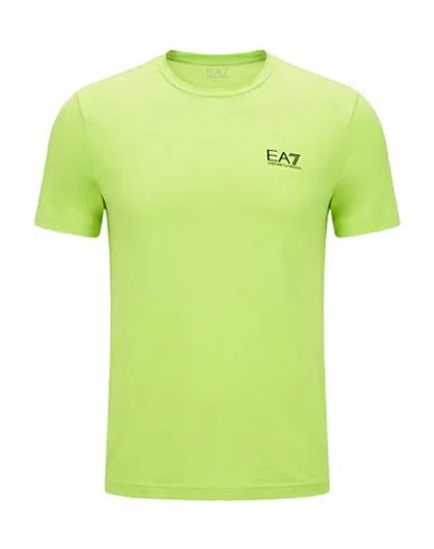 Ea7 Man T-shirt Lime Green Size M Cotton, Elastane