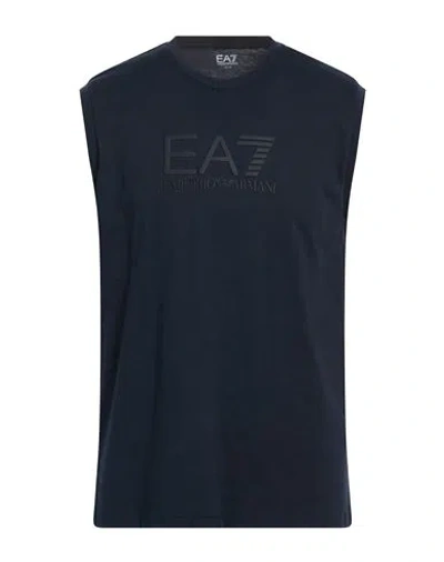 Ea7 Man T-shirt Midnight Blue Size M Cotton