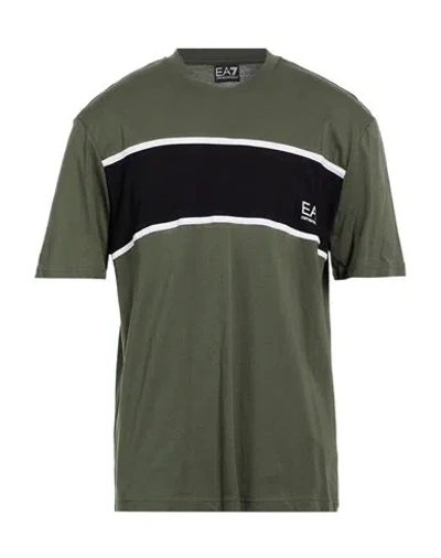 Ea7 Man T-shirt Military Green Size M Cotton