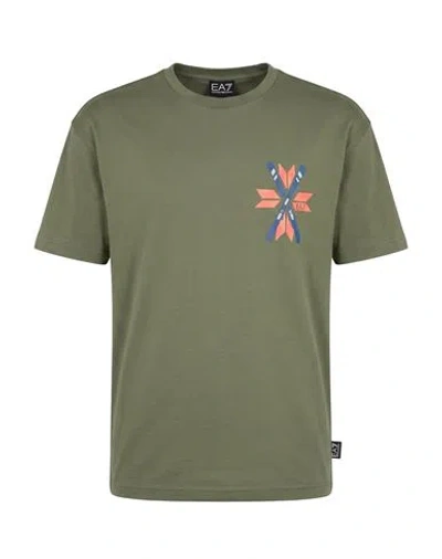 Ea7 Man T-shirt Military Green Size Xxl Cotton
