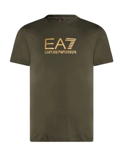 Ea7 Man T-shirt Military Green Size Xxl Cotton