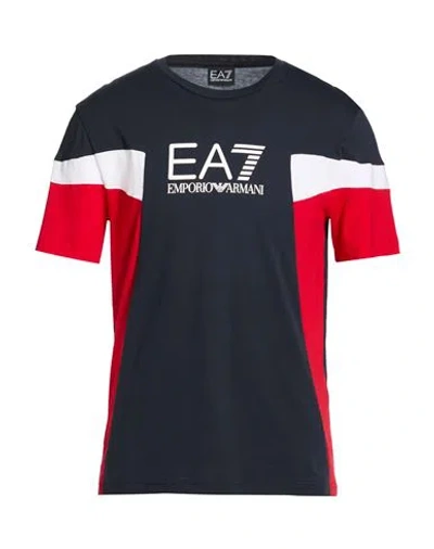 Ea7 Man T-shirt Navy Size 3xl Cotton In Blue