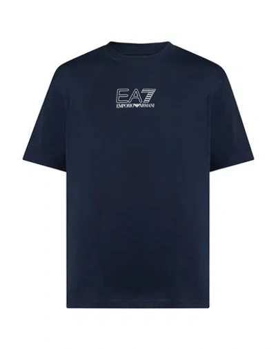 Ea7 Man T-shirt Navy Size 3xl Cotton In Blue