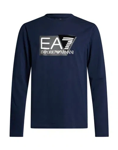 Ea7 Man T-shirt Navy Size 3xl Cotton, Elastane In Blue