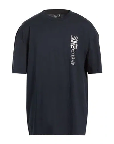 Ea7 Man T-shirt Navy Size Xl Cotton In Blue