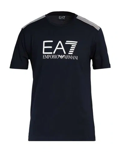 Ea7 Man T-shirt Navy Size Xl Cotton In Blue