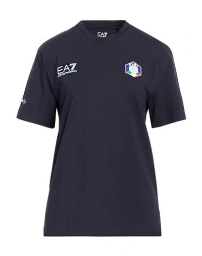 Ea7 Man T-shirt Navy Size Xl Cotton, Elastane In Blue