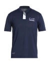 Ea7 Man T-shirt Navy Size Xl Polyester, Elastane In Blue