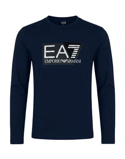 Ea7 Man T-shirt Navy Size Xxl Cotton, Elastane In Black