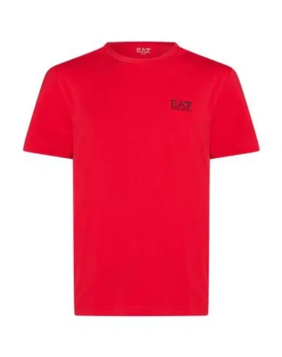 Ea7 Man T-shirt Red Size Xxl Cotton, Elastane