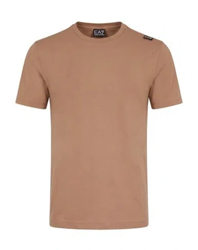 Ea7 Man T-shirt Sand Size Xs Cotton In Brown