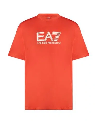 Ea7 Man T-shirt Tomato Red Size 3xl Cotton