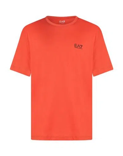 Ea7 Man T-shirt Tomato Red Size 3xl Cotton
