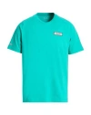 Ea7 Man T-shirt Turquoise Size Xs Polyester, Cotton, Elastane In Blue