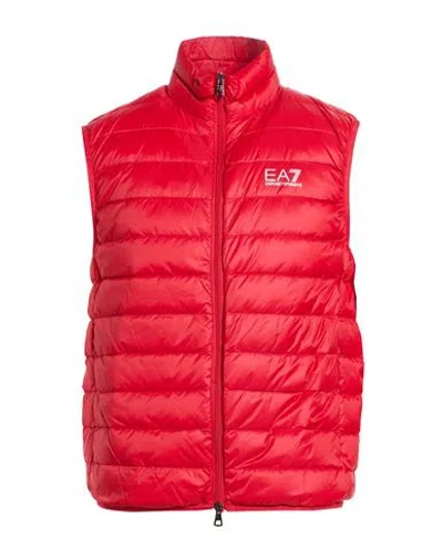 Ea7 Man Vest Red Size L Polyamide In Animal Print