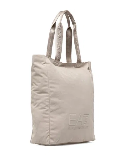 Ea7 Medium Logo Tote Bag In Neutral