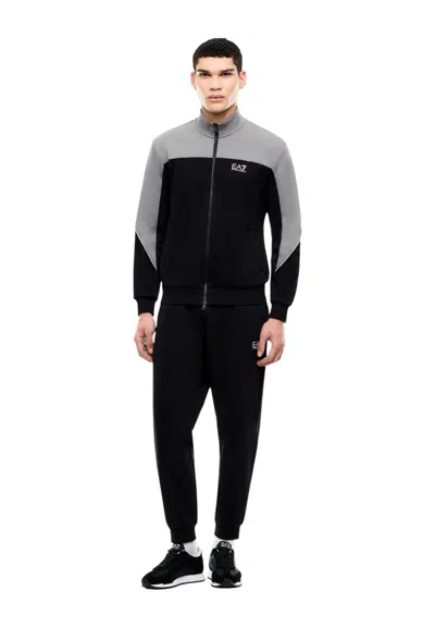 Ea7 Men Black Color Block Tracksuit
