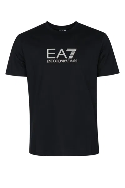 Ea7 Men Black Crew Neck T-shirt In Multi