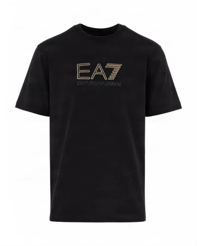 Ea7 Men Black Crew Neck T-shirt In Multi