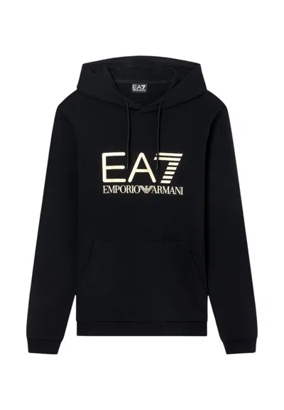 Ea7 Men Black Graphic Logo Hoodie