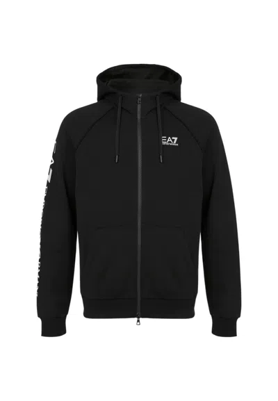 Ea7 Men Black Graphic Logo Hoodie In Animal Print