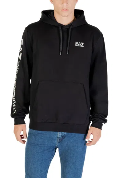 Ea7 Men Black Logo Hoodie In Animal Print