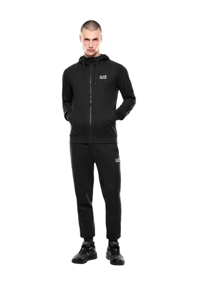 Ea7 Men Black Logo Tracksuit In Multi