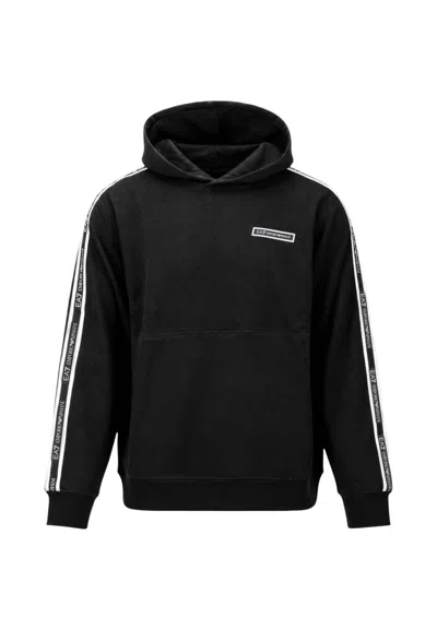 Ea7 Long-sleeved Hooded Sweatshirt In Black