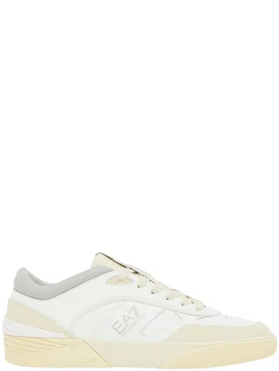 Ea7 Men's Bovine Leather Sneakers In White