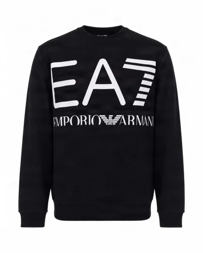 Ea7 Men's Logo Graphic Crewneck Sweatshirt In Black