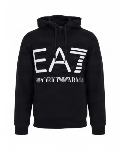 Ea7 Men's Logo Graphic Hoodie Sweatshirt In Black