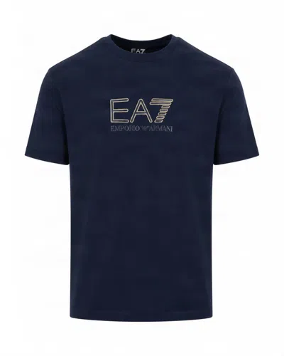 Ea7 Men Navy Blue Logo T-shirt
