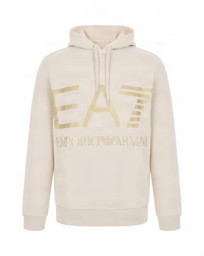 Ea7 Men Off White Logo Hoodie In Multi