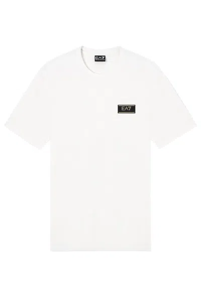 Ea7 Emporio Armani Logo Patch Crewneck T-shirt In White
