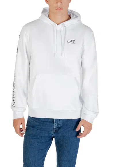 Ea7 Men White Graphic Logo Hoodie In Red