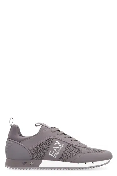 Ea7 Mesh And Vegan Leather Low-top Sneakers In Purple