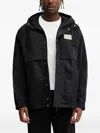 Ea7 Mesh-panel Hooded Jacket In Black