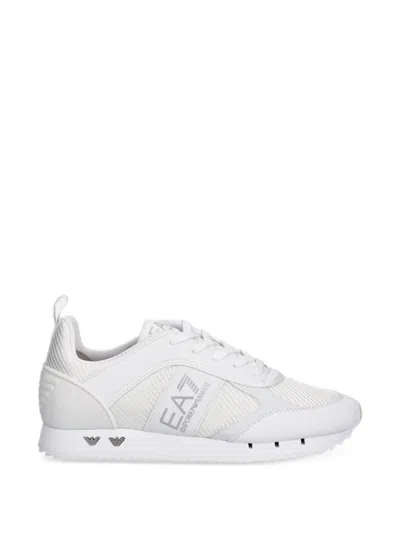 Ea7 Mesh Panel Sneakers In White