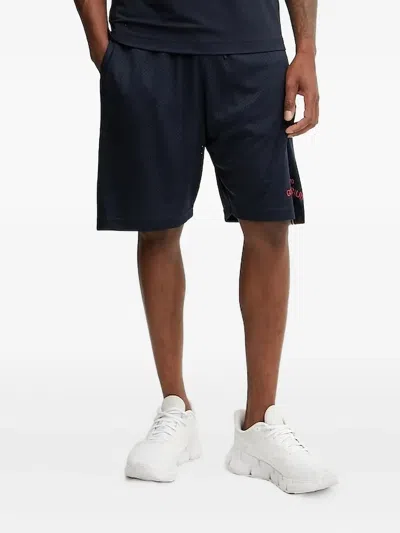 Ea7 Mesh Side-stripes Track Shorts In Blue