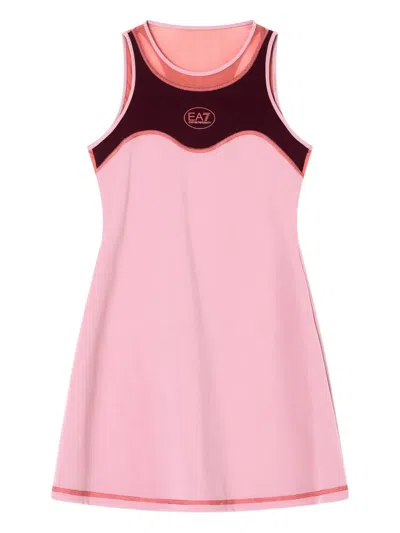 Ea7 Mesh-insert Tennis Dress In Pink