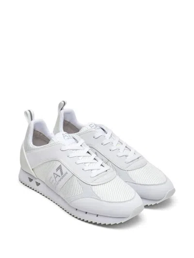 Ea7 Mesh-panel Sneakers In White