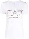 Ea7 Evolution Stretch Cotton And Modal Blend T-shirt With Oversized Logo In Weiss
