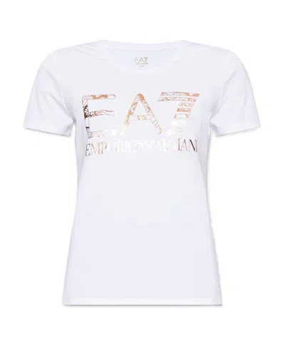 EA7 EA7 EMPORIO ARMANI METALLIC LOGO-PRINTED CREWNECK T-SHIRT
