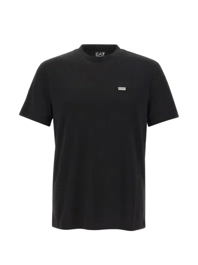 Ea7 Metallic Logo-plaque T-shirt In Black