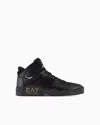 Ea7 Mid-top Basketball Sneakers In Black