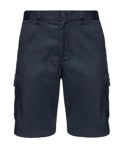 Ea7 Midnight Blue Logo Patch Shorts In Black