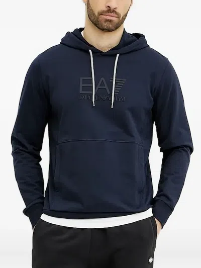 Ea7 -motif Hoodie In Blue