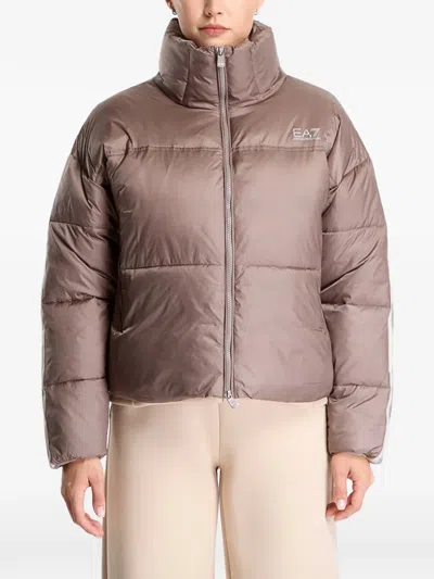 Ea7 Natural Ventus7 Padded Bomber Jacket In Gray